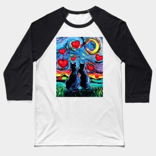 van Gogh's Cats with Hearts Baseball T-Shirt